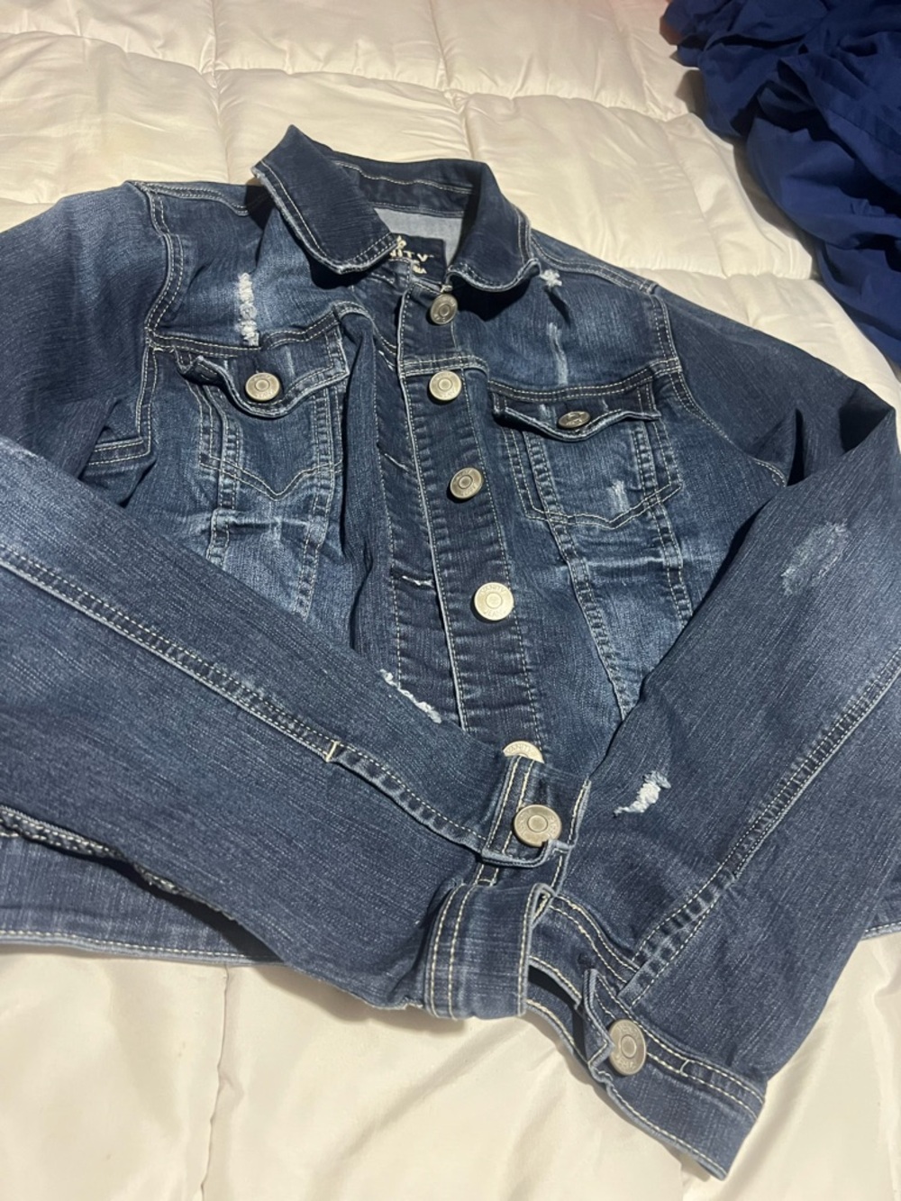 Womens distressed jean jacket